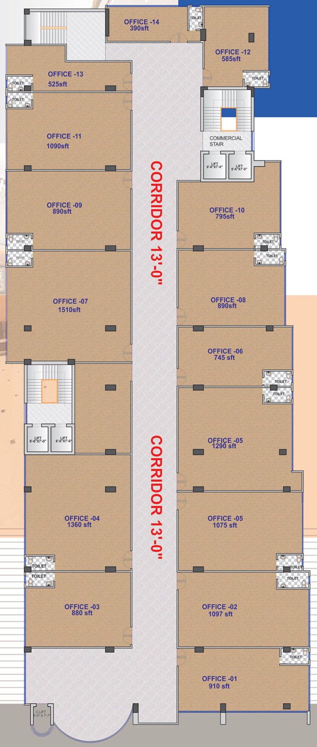 5th and 6th Floor Plan
